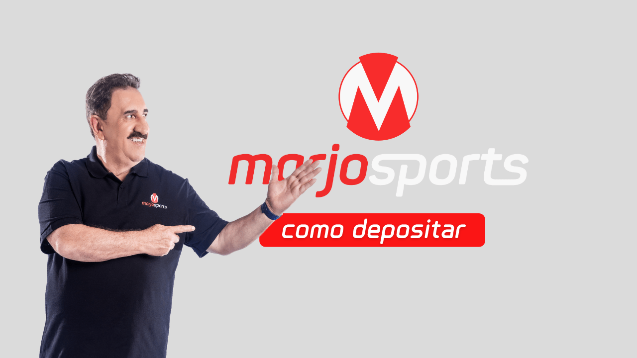 apresentador ratinho apontando para logomarca marjosports e o texto "como depositar"