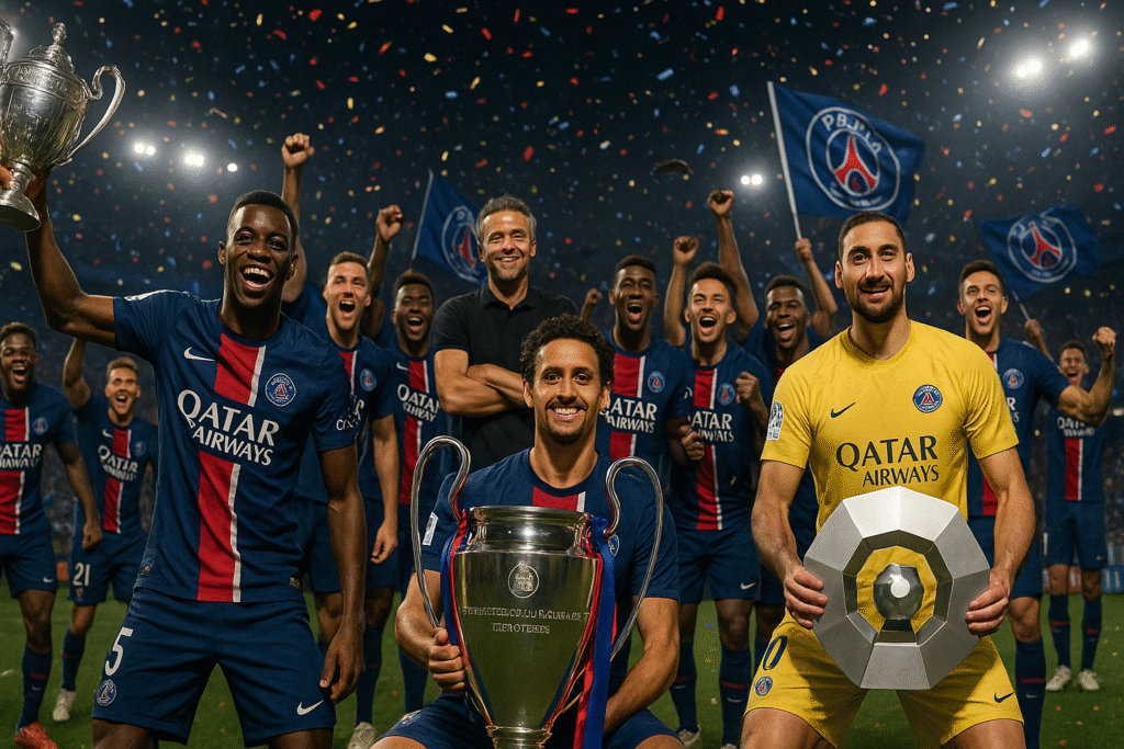 PSG celebra a tríplice coroa histórica da temporada 2024/25